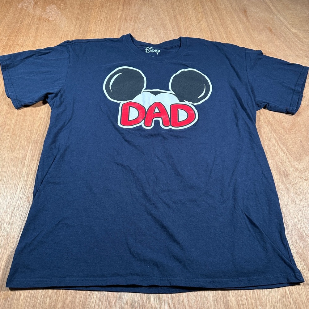 Disney Dad Mickey Mouse Graphic T Shirt Men's XL Navy Blue Cotton Tee Adult
